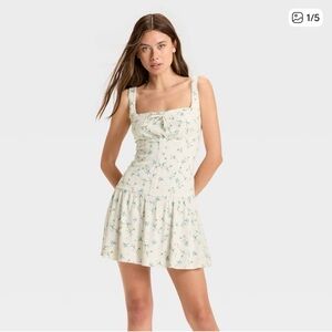 Mini White Floral Babydoll Dress